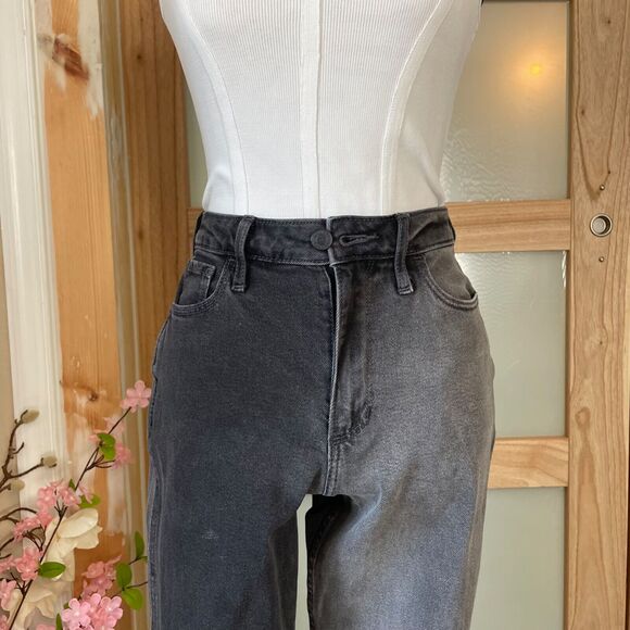 Hollister Women Jeans size 0R Curvy High Rise Stretch Black Mom Smokey - Picture 3 of 10